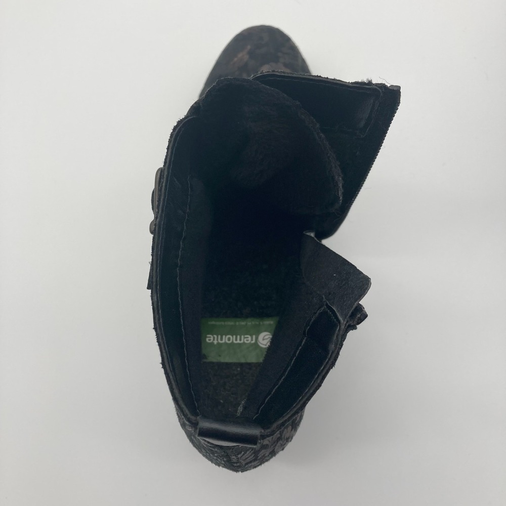 Remonte Black Floral Ankle Boots Bronze Metallic Buckle Side Zip EU 37 US 6.5-7 - Picture 11 of 13